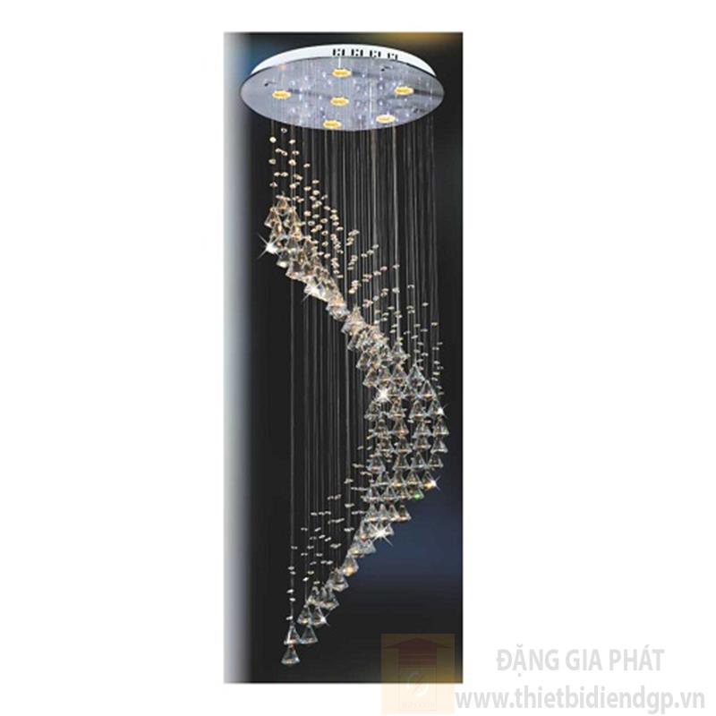 Đèn thả pha lê xoắn Ø500*H1200, LED 3W*6 lamp, 3 chế độ, 80 crystals 1 K9